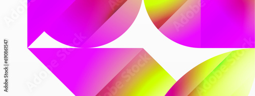 Serene gradient template. Circles and triangles mingle in minimalist perfection. Gentle fusion of forms and hues creates balanced yet captivating backdrop, embodying modern sophistication