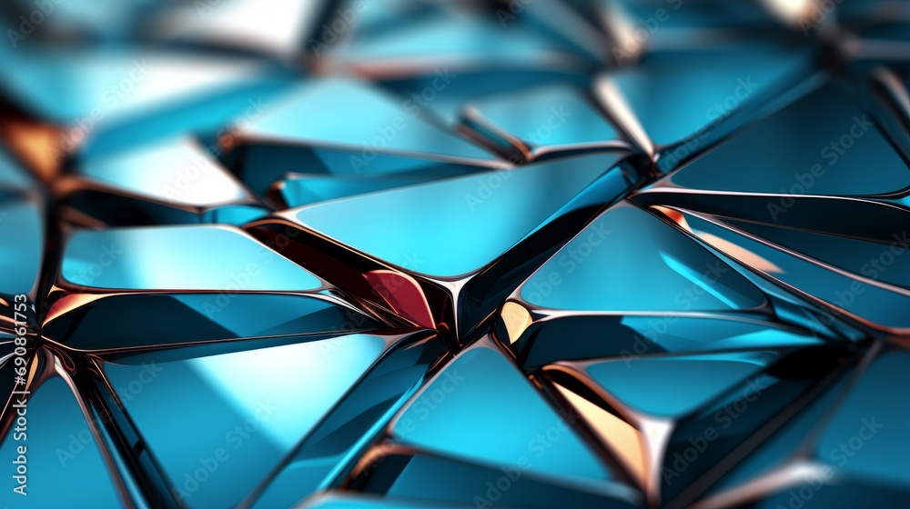A mesmerizing masterpiece of fluidity and symmetry, the abstract blue and gold triangle captures the essence of art in its wild and captivating form