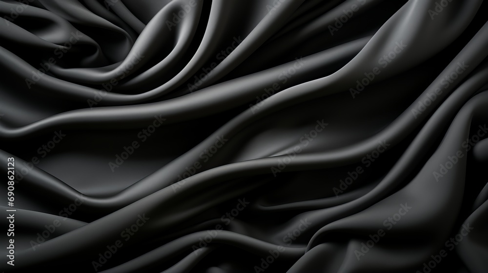Obraz premium A mesmerizing display of fluidity and depth, the abstract design of the black fabric entices the imagination with its wild and mysterious folds