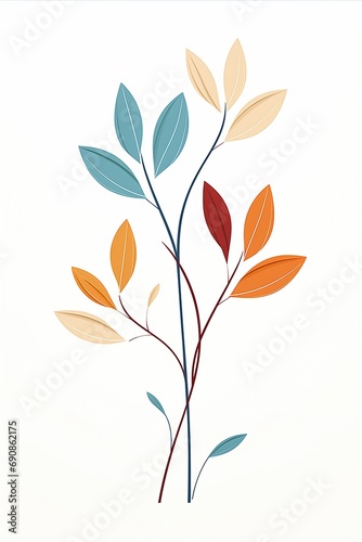 plant leaves illustration warm tri color simple design attribution vertical composition interconnections composed random limbs rooted lineage arbor partially biomedical bouquets photo