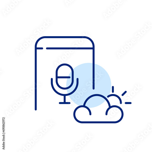 Using personal voice assistant to get weather forecast. Pixel perfect, editable stroke icon