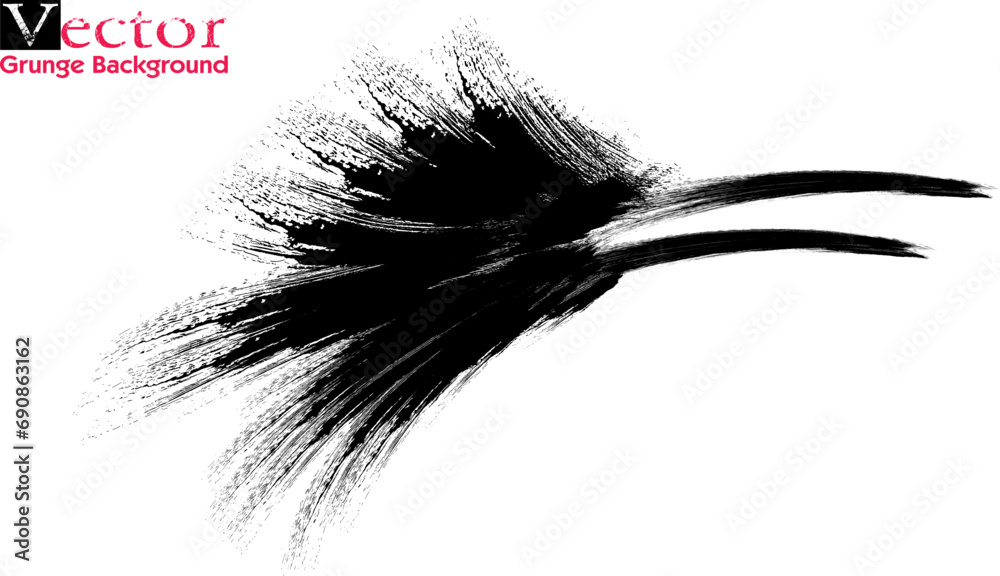 Obraz premium Bird logo icon Hand drawn brush, Grunge Brush Strokes Banner Background, Black grunge brush bird silhouette isolated on white background.eps8