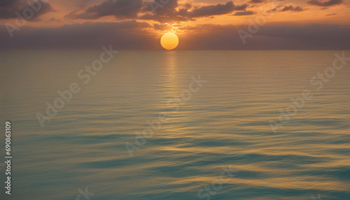 Yellow sunset over the sea