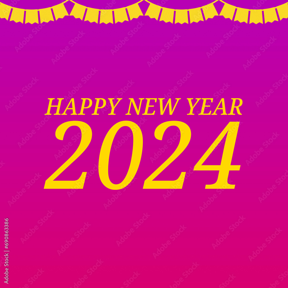 Happy new year 2024 wishes greeting card, abstract background, graphic design illustration wallpaper, festival celebration template 
