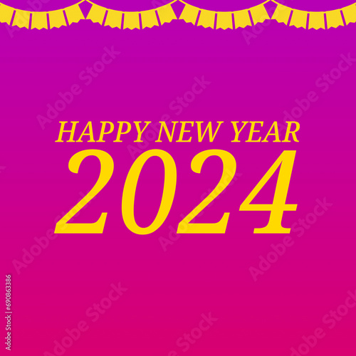 Happy new year 2024 wishes greeting card, abstract background, graphic design illustration wallpaper, festival celebration template 