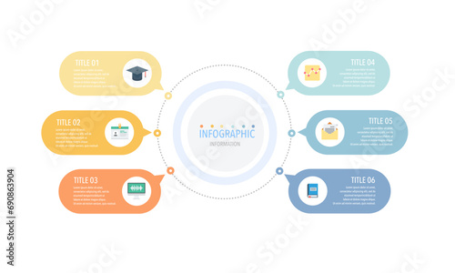 Vector infographic diagram design template with elements of graph 6 steps options. photo