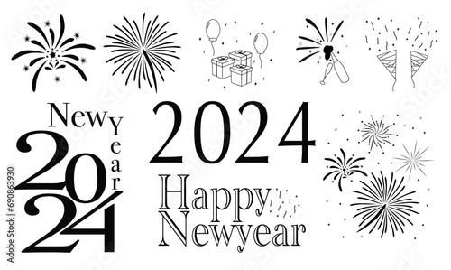 happy new year 2024 vector celebration fireworks christmas