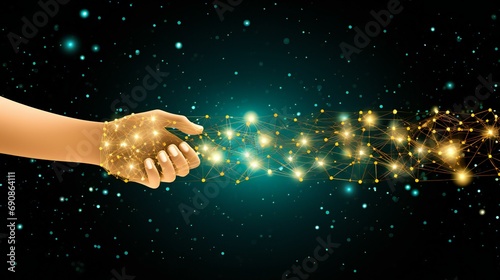 Open hands with a magical and spiritual light, evoking a sense of hope and divine energy