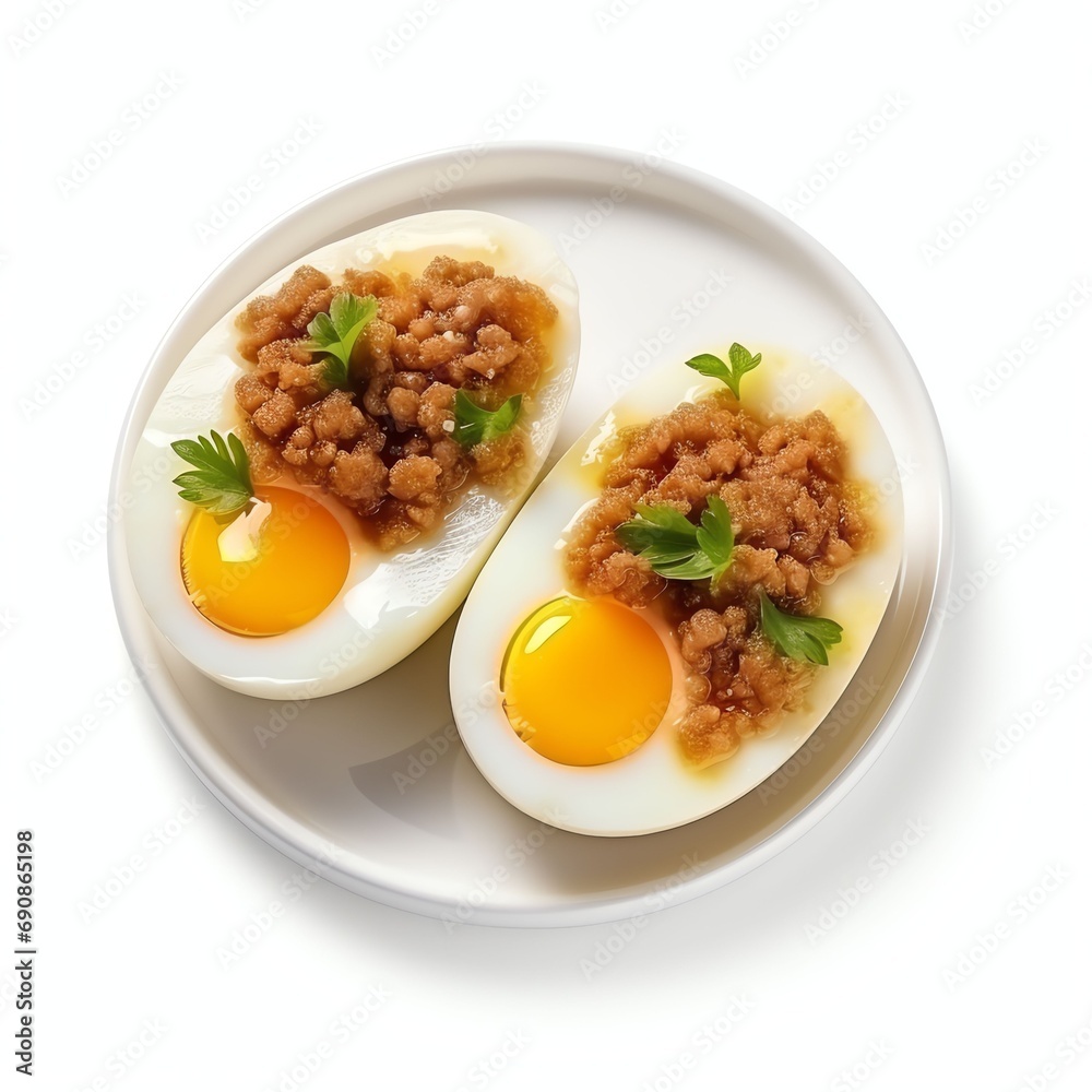 boiled egg minced pork real photo photorealistic boiled egg minced pork real photo photorealistic