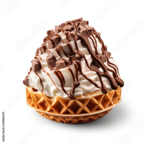 chocolate ice cream waffle real photo photorealisti photo