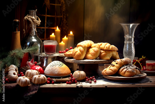 Still life baking christmas scene  photography Realistic Detail  Super resolution  ultra high details.
