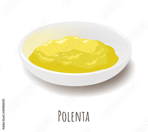 Polenta, hot porridge, dish of boiled cornmeal