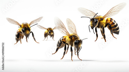 Honey bees isolated on white background photo