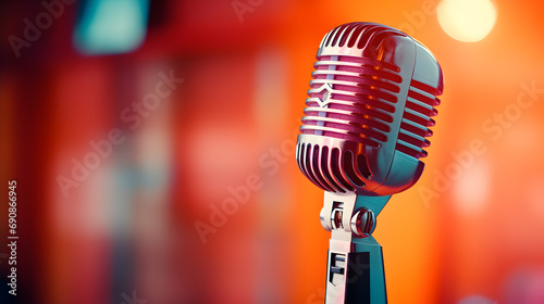 Retro Style Microphone on Background