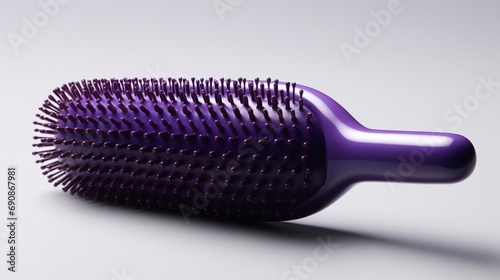 a deep purple hairbrush that exudes a sense of luxury on a luminous white surface.