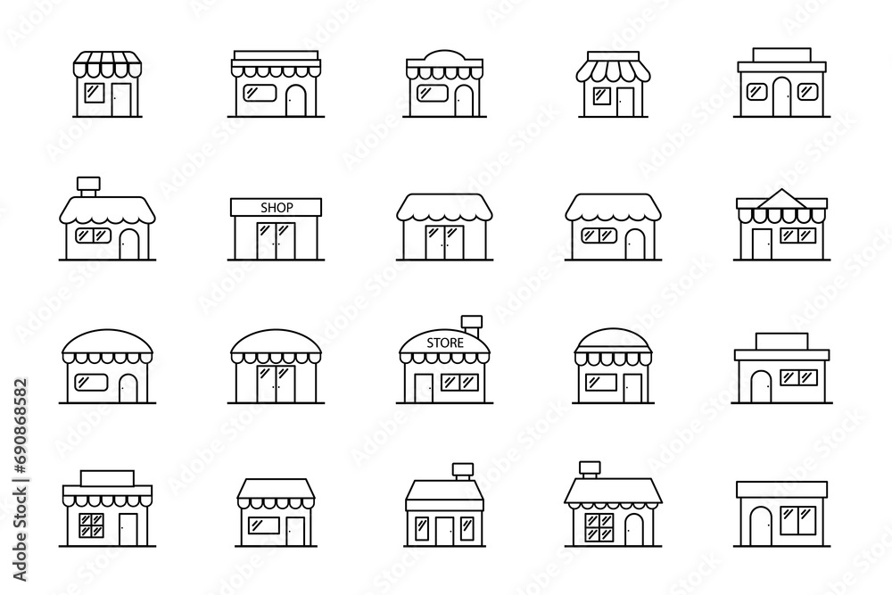 Store icon images on pack. Vector illustration. Store icon images on pack. Vector illustration.
