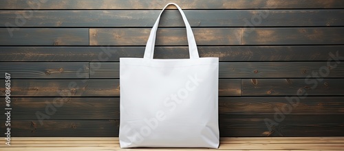 White tote bag held by a girl, for your design.