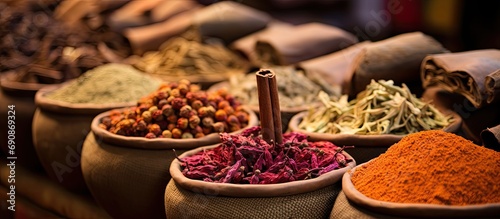 Spice market in Dubai - vibrant selection of herbs and spices.