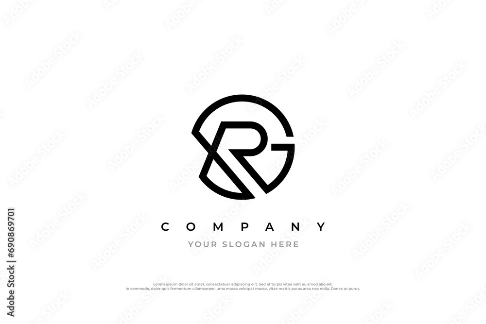 Initial Letter RG Logo or GR Monogram Logo Design - obrazy, fototapety, plakaty 