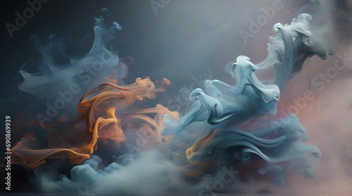 A modern abstract background with smoke, colorful patterns of smoke with light leaks, copy space