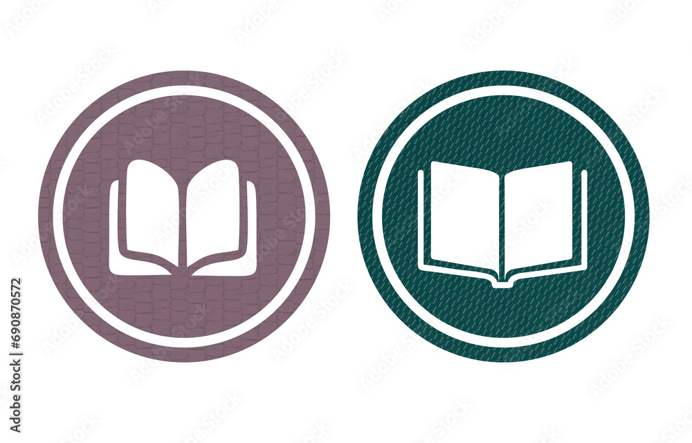 Book icon symbol red and green with texture Book icon symbol red and green with texture