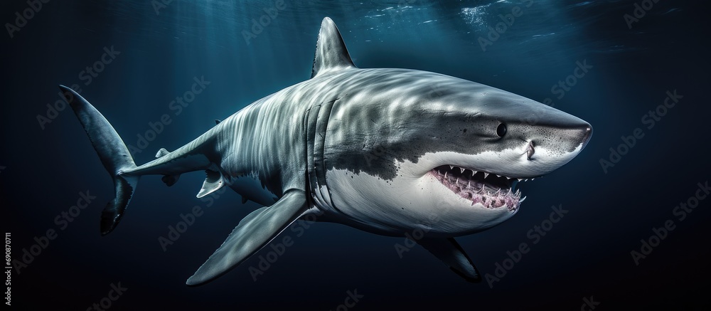 Naklejka premium Shallow sighting of great white shark.