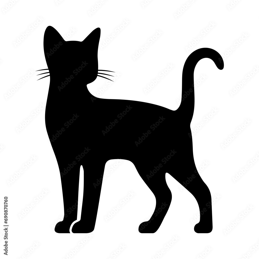 A cat standing vector silhouette