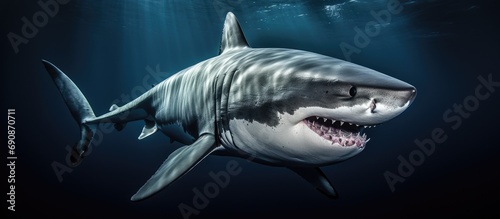 Shallow sighting of great white shark.