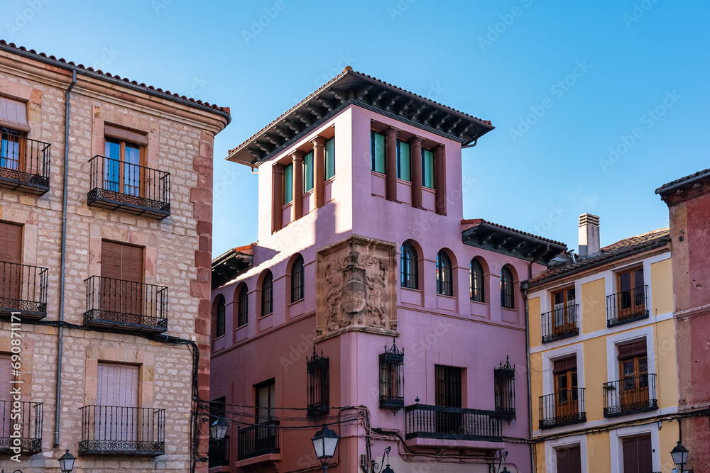 Palaces and old houses in the historic center of the medieval city of Siguenza, Guadalajara.