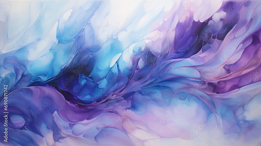 a mesmerizing silky canvas with flowing waves of amethyst purples and cerulean blues, capturing the essence of tranquility and elegance.