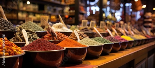 Spice stalls in Istanbul's Spice Bazaar, August 2012.