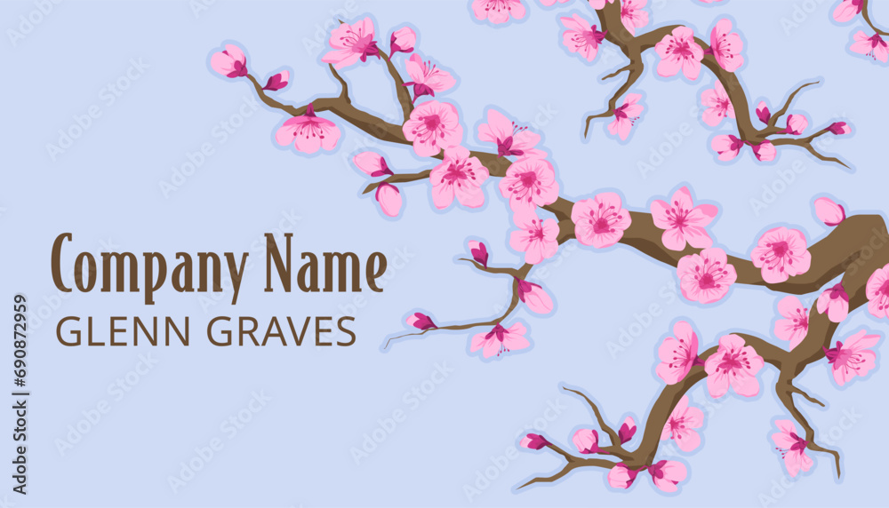 Company name on business card with sakura tree