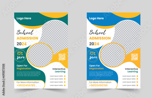 Vector school admission flyer template design for 2024 photo