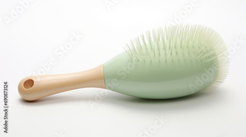 a pastel green hairbrush that radiates freshness and vibrancy on a clear white background.