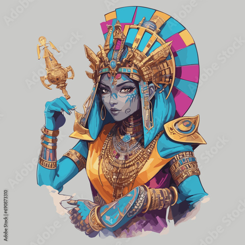 2d vector illustration t shirt design woman animal craw  deer face mask print with element carnival
