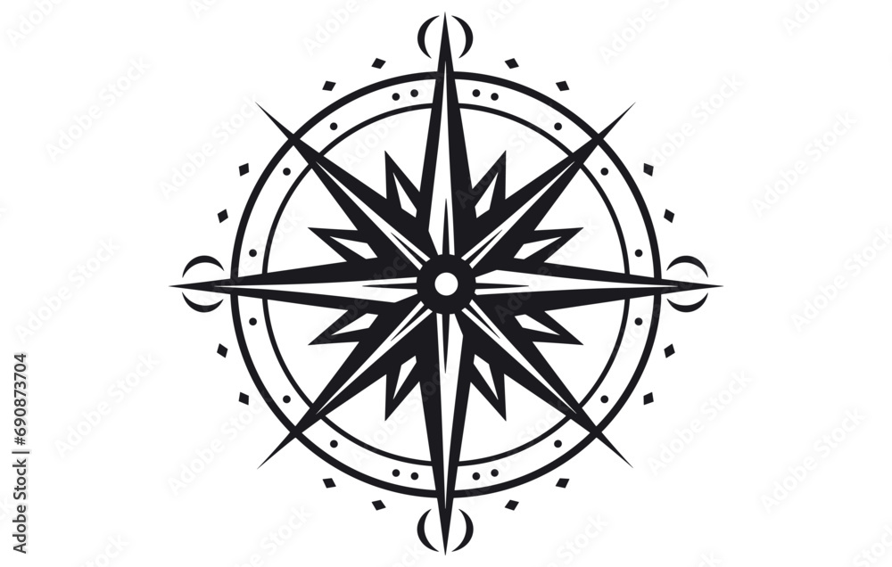 Compass Rose Icon Vector Logo, compass icon vector.
