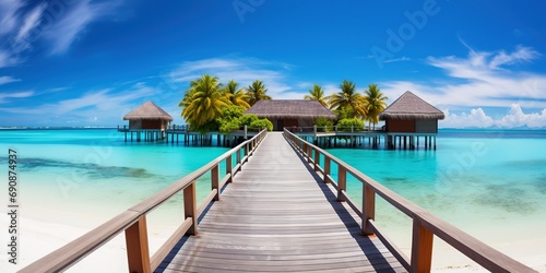 Amazing panorama landscape of Maldives beach