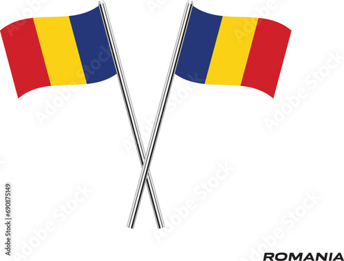 Flag Of Romania Romania flag vector illustration National flag of Romania Romania flag. crossed table flag of Romania.