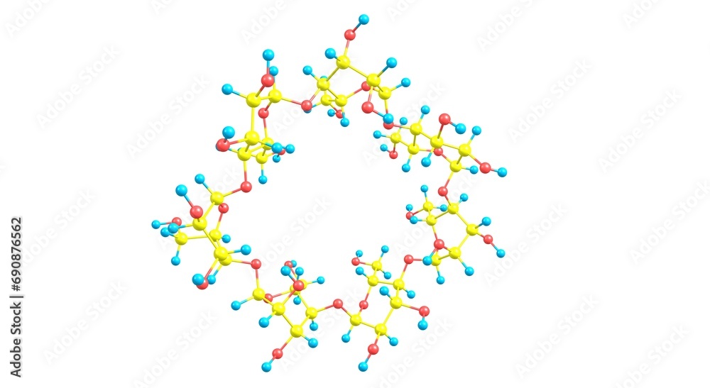 Cyclodextrin molecular structure isolated on white Cyclodextrin molecular structure isolated on white