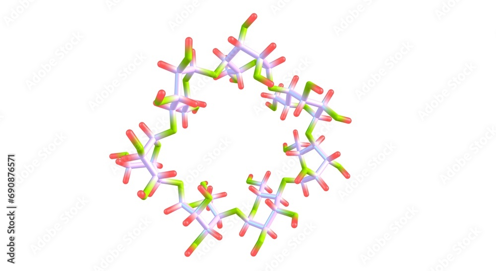Cyclodextrin molecular structure isolated on white Cyclodextrin molecular structure isolated on white