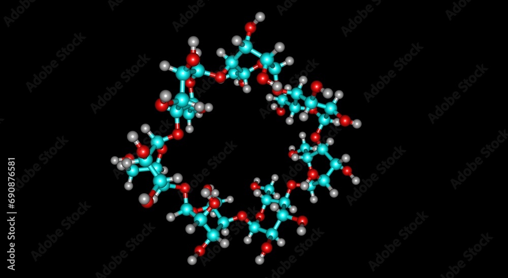 Cyclodextrin molecular structure isolated on black