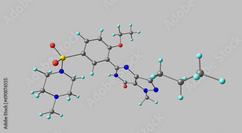 Fototapeta Naklejka Na Ścianę i Meble -  Sildenafil molecular structure isolated on grey