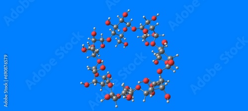 Cyclodextrin molecular structure isolated on blue