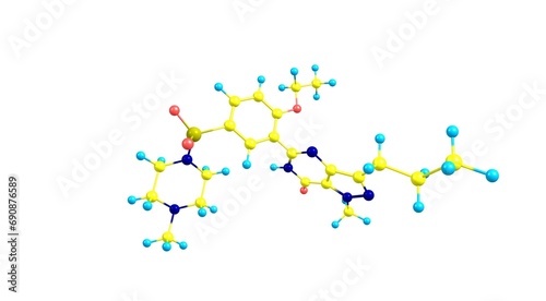 Sildenafil molecular structure isolated on white