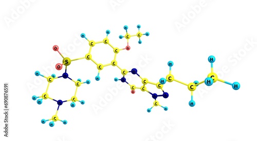 Sildenafil molecular structure isolated on white
