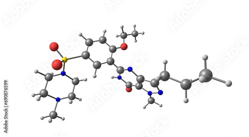Fototapeta Naklejka Na Ścianę i Meble -  Sildenafil molecular structure isolated on white
