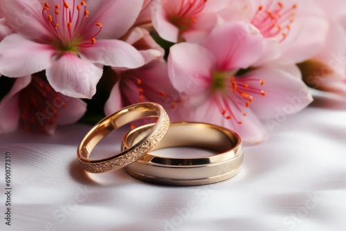Wedding rings on white background © listari