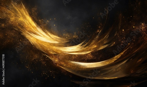 Abstract art. Painting art of an abstract background with swirling gold paint and glitter. Background illustration. Generative AI
