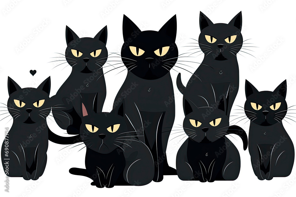 Creative vector background with black cat. Funny wallpaper for textile and fabric. Fashion style. Colorful bright picture for children. Creative vector background with black cat. Funny wallpaper for textile and fabric. Fashion style. Colorful bright picture for children.