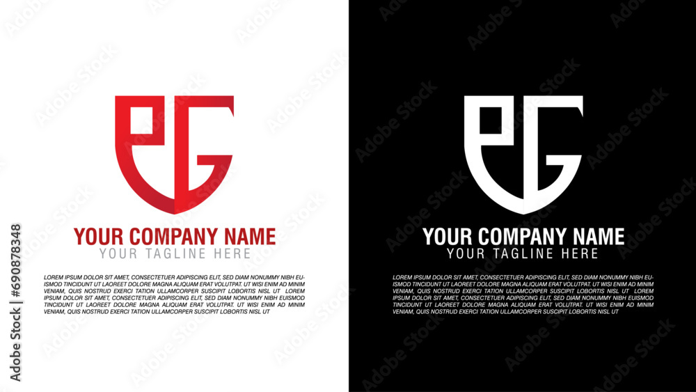 eg logo, Red Logo, icon logo, monogram logo, modern template Red color version